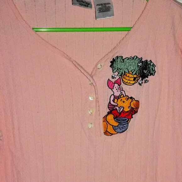 90s Disney Store Vintage Winnie The Pooh Henley Shirt - Picture 1 of 7